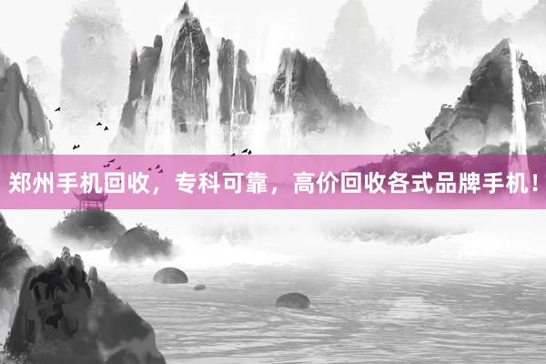 郑州手机回收，专科可靠，高价回收各式品牌手机！