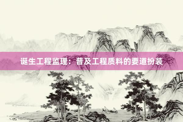 诞生工程监理：普及工程质料的要道扮装