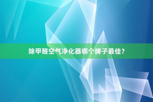 除甲醛空气净化器哪个牌子最佳？